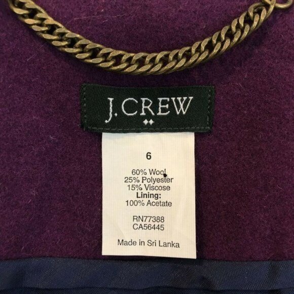 J.Crew Factory Size 6 Skirted Dress Coat Peacoat Wool Purple Mid Length Tailored - Picture 8 of 8